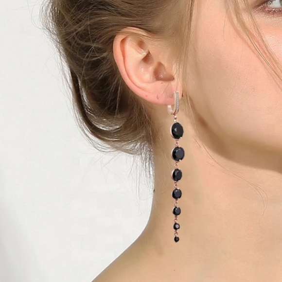 Zirconia CZ Beads Dangle Earrings - Picture 2 of 8